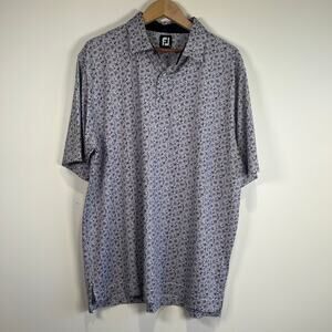 FootJoy Golf Polo Shirt Daisy Floral Print Golf Top Black White Purple Size XL